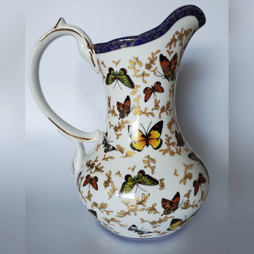 🦋 10" Pitcher Gold Trim/Gilt "Butterfly Collection" Formalities by Baum Bros. - Picture 9 of 9